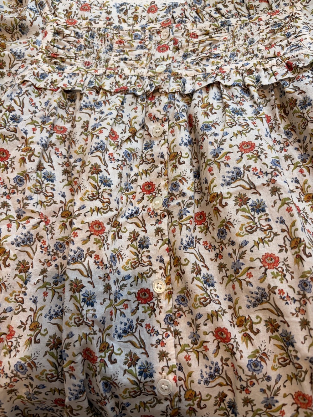 Doen Cream Floral Smocked Square-Neck Blouse - Picture 6 of 9
